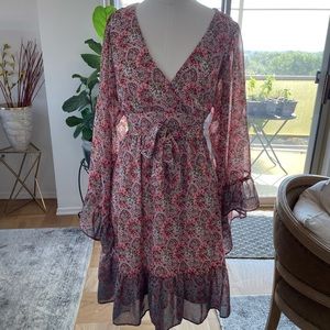 Betsy Johnson Bambi Boho Floral Wrap Dress